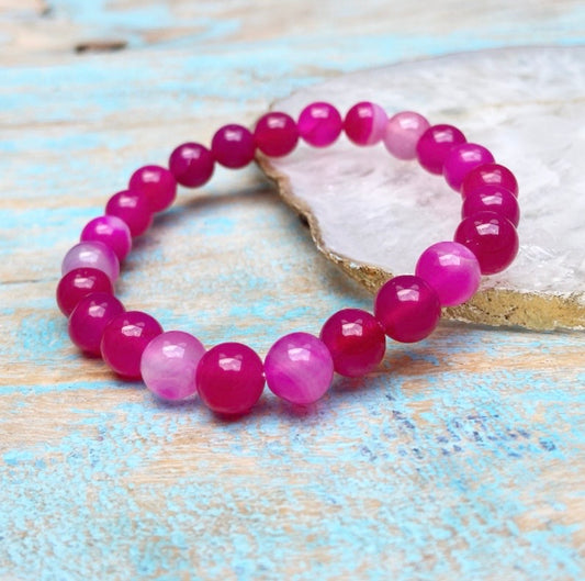 Roze agaat armband "Emotioneel Evenwicht"