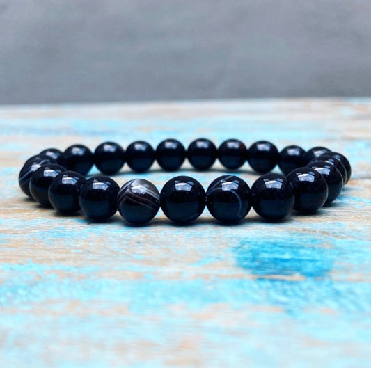 Zwarte Agaat armband "Innerlijke Rust"