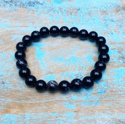 Zwarte Agaat armband "Innerlijke Rust"