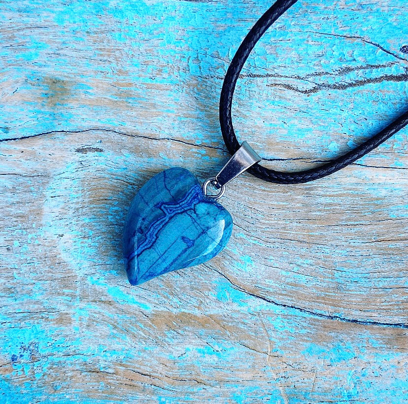 Blue Apatite heart pendant "Spiritual Guide"