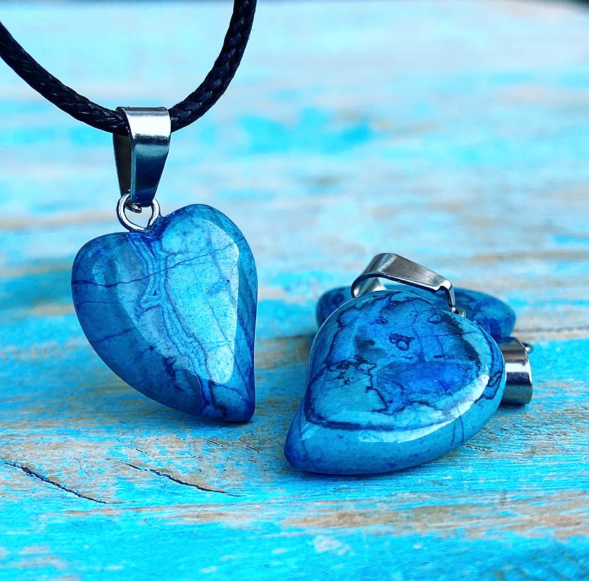 Blue Apatite heart pendant "Spiritual Guide"