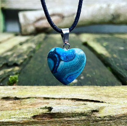 Blue Apatite heart pendant "Wisdom and Inspiration"