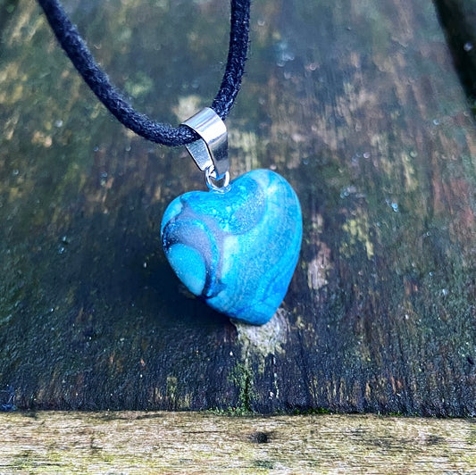 Blue Apatite heart pendant "Wisdom and Inspiration"