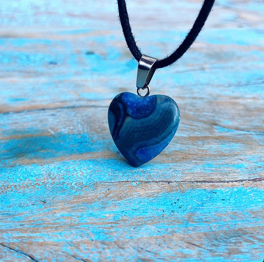 Blue Apatite heart pendant "Wisdom and Inspiration"