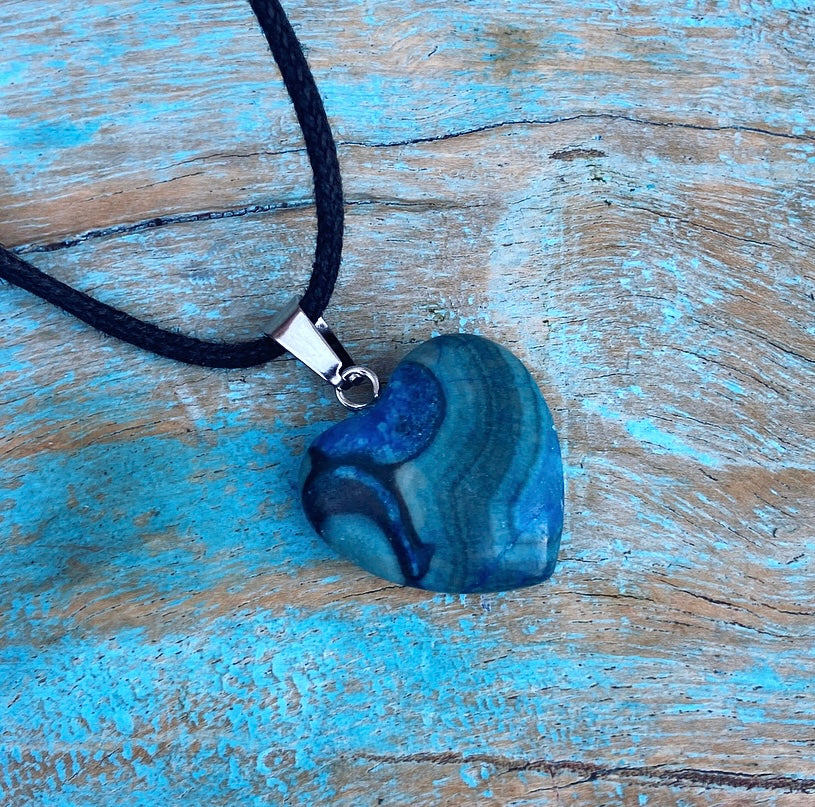 Blue Apatite heart pendant "Wisdom and Inspiration"