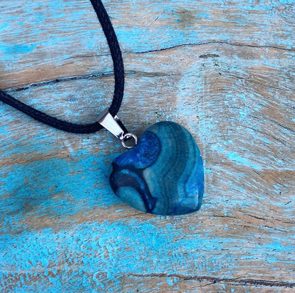 Blue Apatite heart pendant "Wisdom and Inspiration"