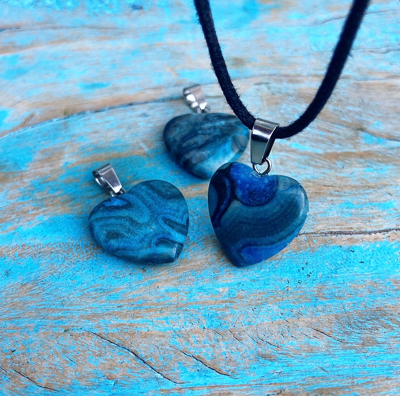 Blue Apatite heart pendant "Wisdom and Inspiration"