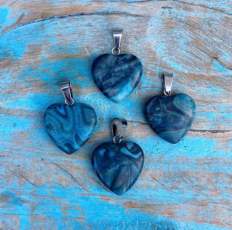 Blue Apatite heart pendant "Wisdom and Inspiration"