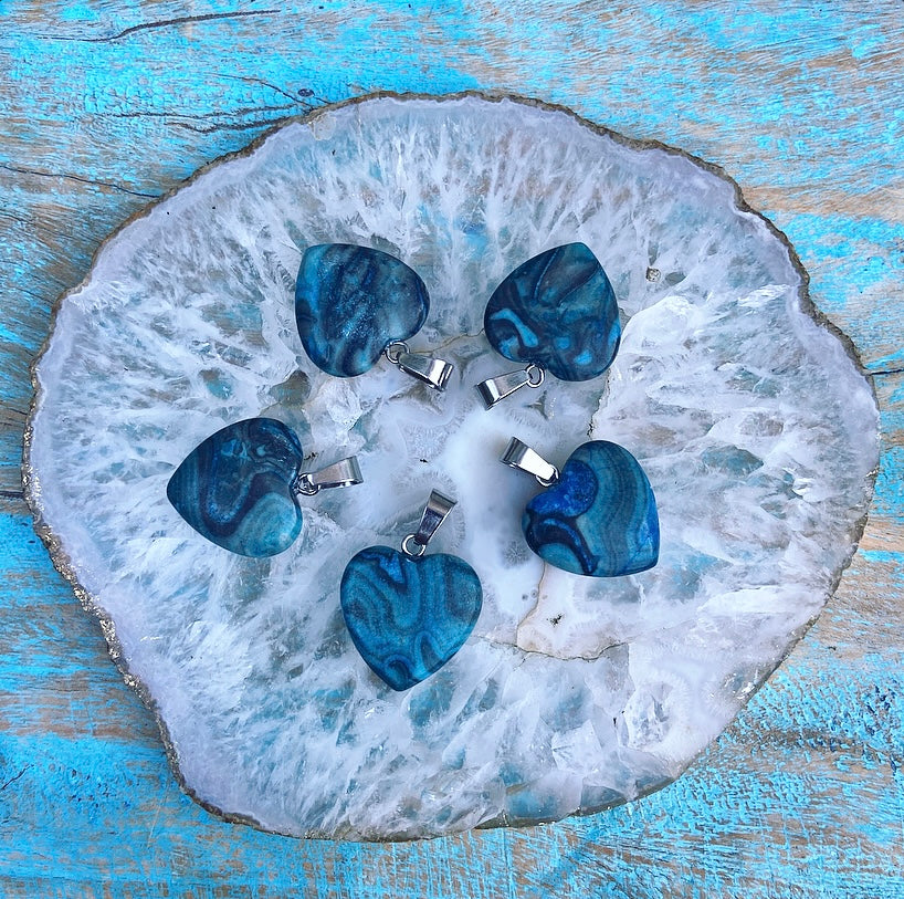 Blue Apatite heart pendant "Wisdom and Inspiration"