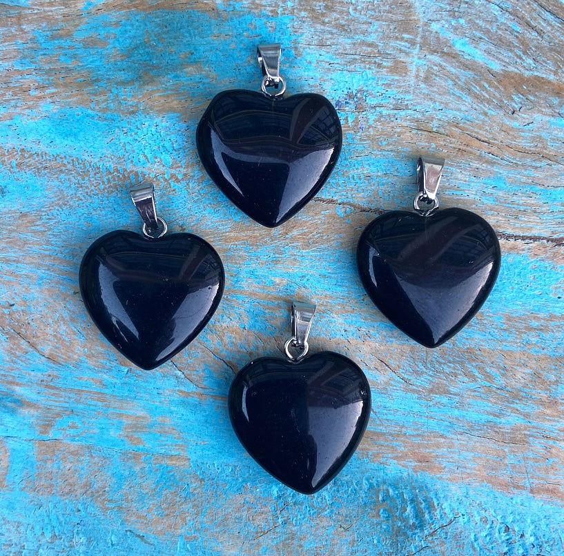 Onyx heart pendant "Stress Release"