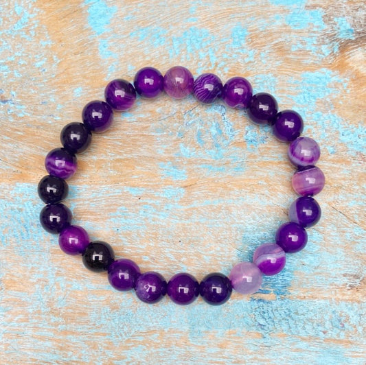 Paarse Agaat armband "Aandacht verandert alles"