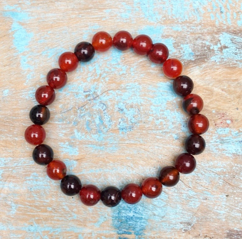 Rood-oranje Agaat armband "Het vuur blijft branden"