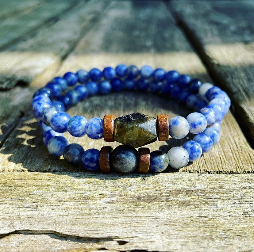 Bracelet set Sodalite &amp; Labradorite "Self-confidence &amp; Protection"