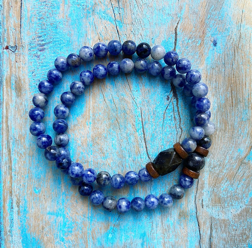 Bracelet set Sodalite &amp; Labradorite "Self-confidence &amp; Protection"