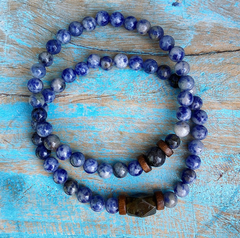 Bracelet set Sodalite &amp; Labradorite "Self-confidence &amp; Protection"