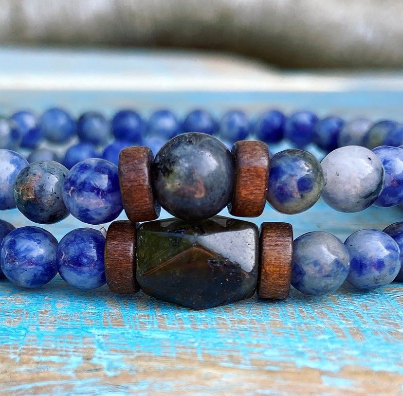 Bracelet set Sodalite &amp; Labradorite "Self-confidence &amp; Protection"