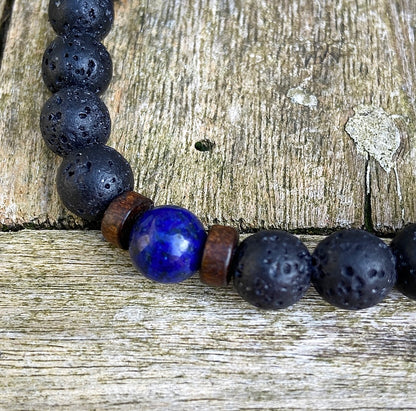Lavasteen & Lapis Lazuli Armband "Faalangst Overwinnen"