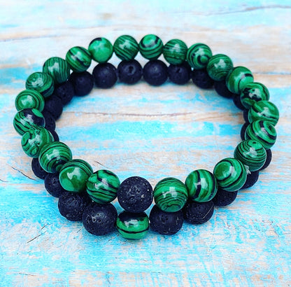 Armbanden set Malachiet "Innerlijke Vrijheid"