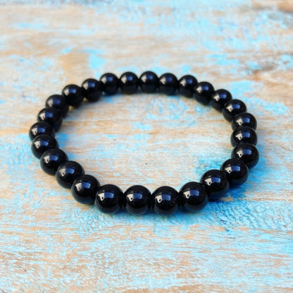 Zwarte Toermalijn armband XL "Mijn energie blijft bij mij"