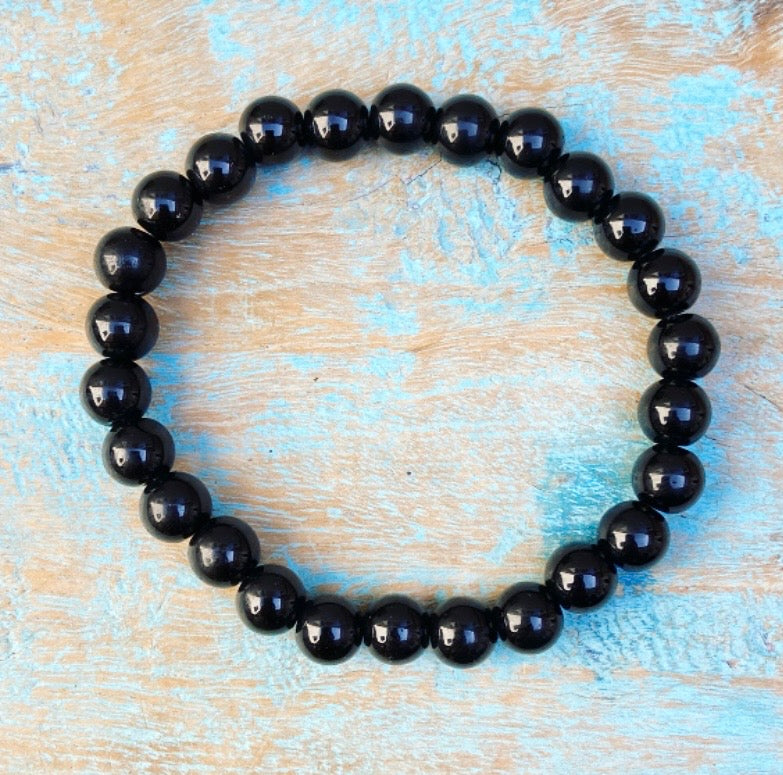 Zwarte Toermalijn armband XL "Mijn energie blijft bij mij"