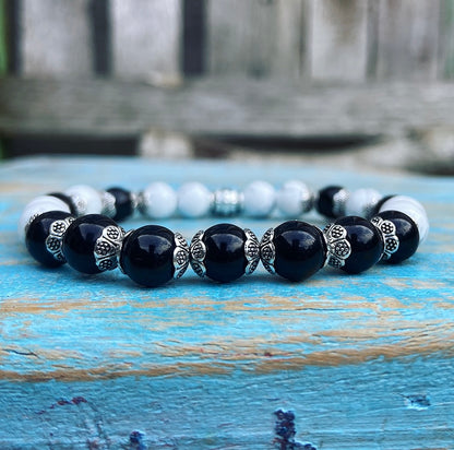 Lucky Charm Armband Onyx & Howliet "Vrij van Zorgen"