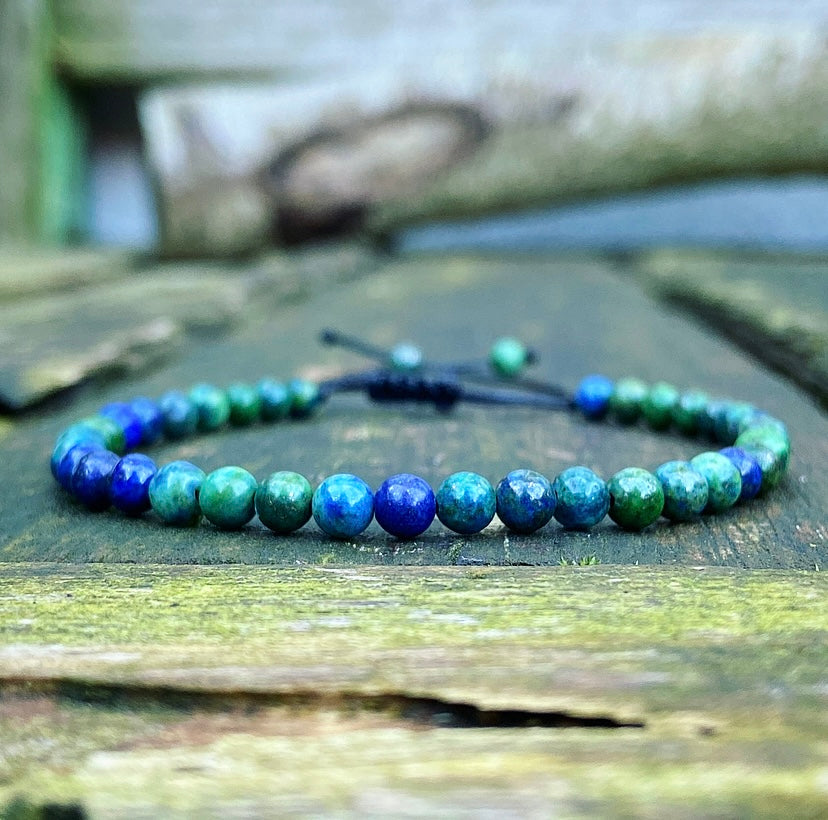 Verstelbaar Chrysocolla & Lapis Lazuli armbandje "Energie & Eigenwaarde"