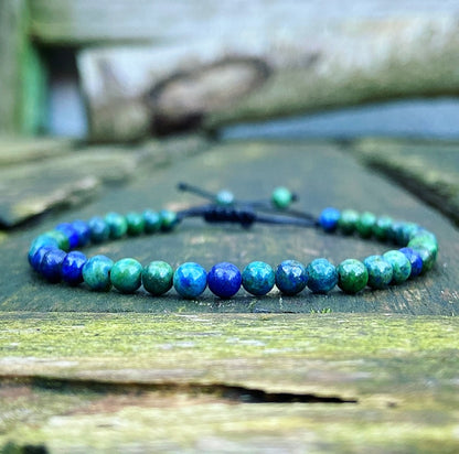 Verstelbaar Chrysocolla & Lapis Lazuli armbandje "Energie & Eigenwaarde"