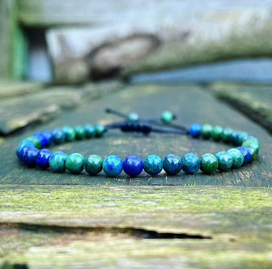 Verstelbaar Chrysocolla & Lapis Lazuli armbandje "Energie & Eigenwaarde"