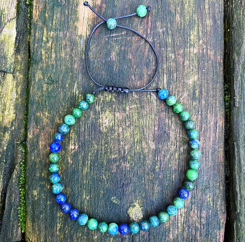 Verstelbaar Chrysocolla & Lapis Lazuli armbandje "Energie & Eigenwaarde"