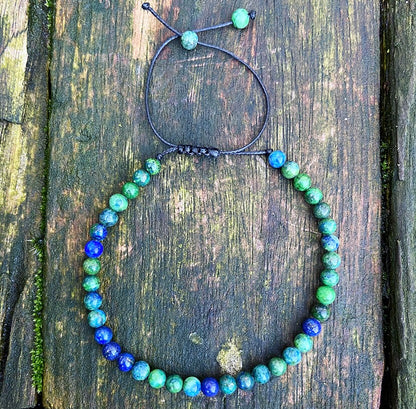 Verstelbaar Chrysocolla & Lapis Lazuli armbandje "Energie & Eigenwaarde"