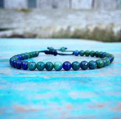 Verstelbaar Chrysocolla & Lapis Lazuli armbandje "Energie & Eigenwaarde"