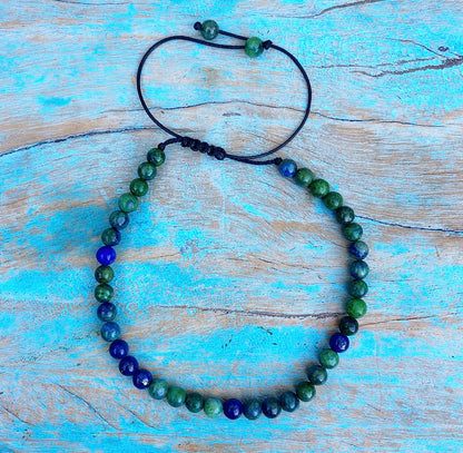 Verstelbaar Chrysocolla & Lapis Lazuli armbandje "Energie & Eigenwaarde"