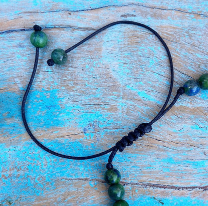 Verstelbaar Chrysocolla & Lapis Lazuli armbandje "Energie & Eigenwaarde"