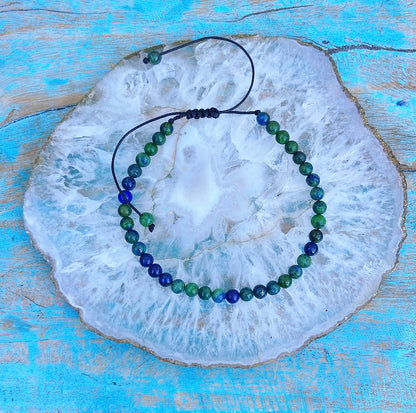 Verstelbaar Chrysocolla & Lapis Lazuli armbandje "Energie & Eigenwaarde"