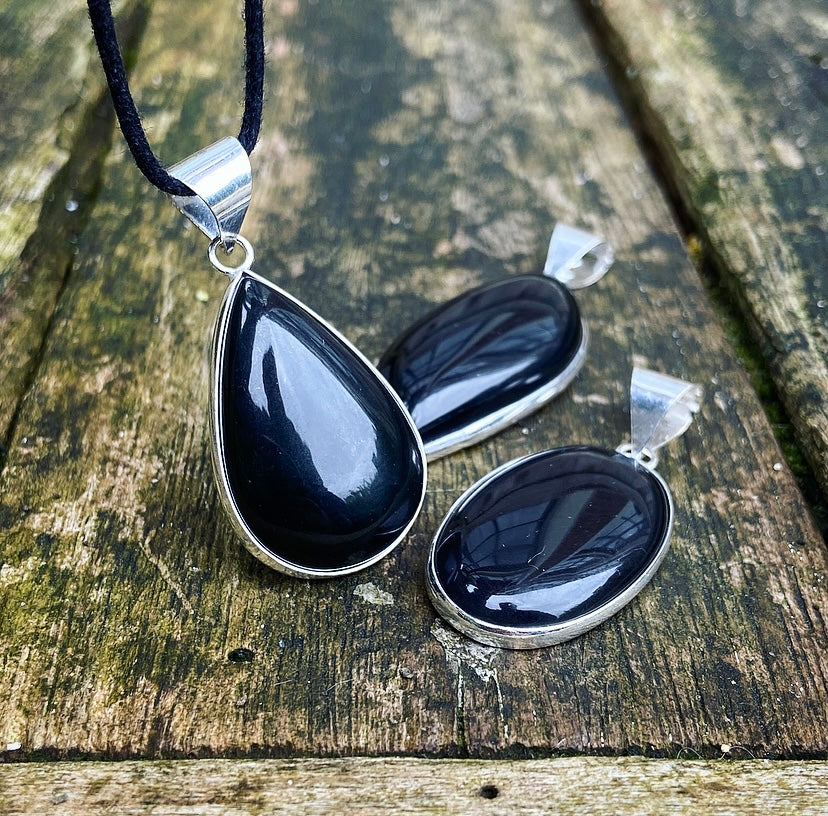 Obsidiaan hanger "Magische Spiegel"