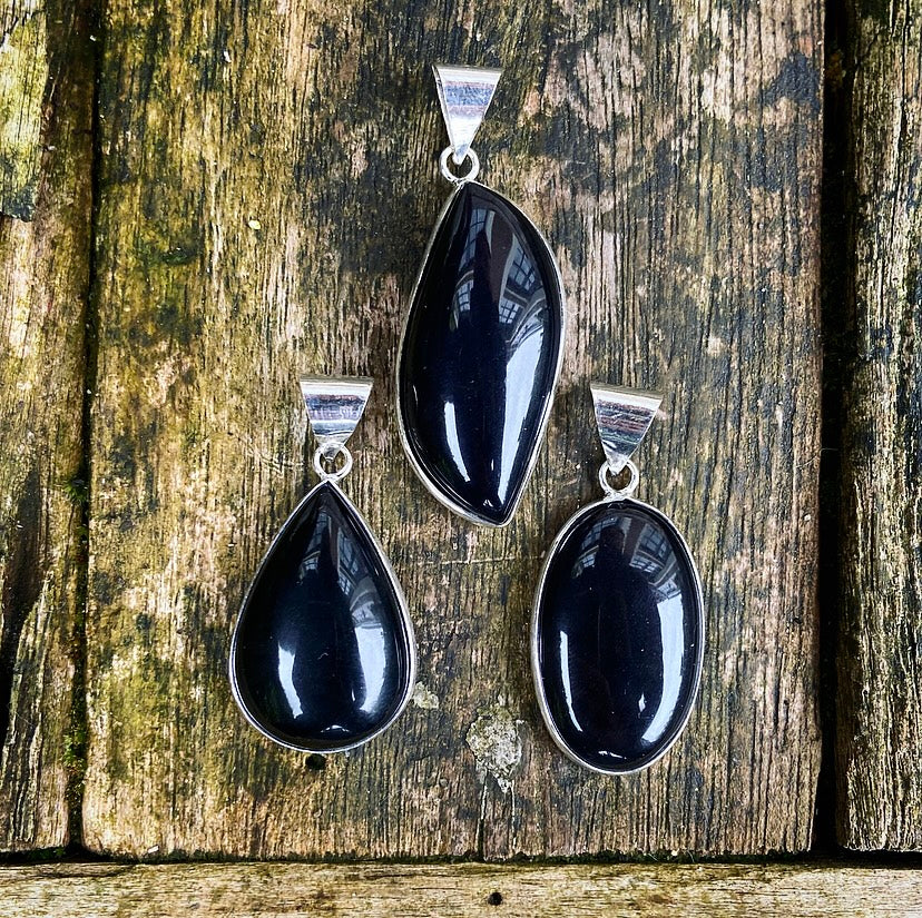 Obsidiaan hanger "Magische Spiegel"