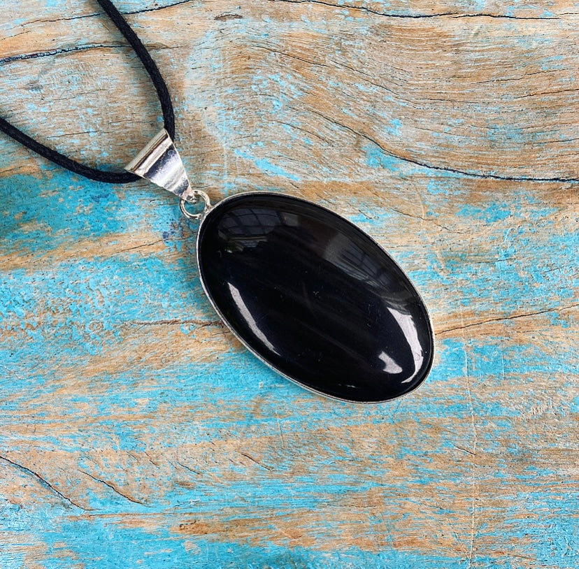 Obsidiaan hanger "Magische Spiegel"