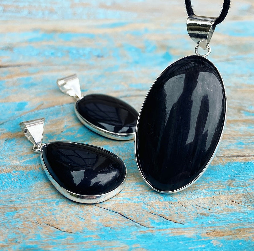 Obsidiaan hanger "Magische Spiegel"