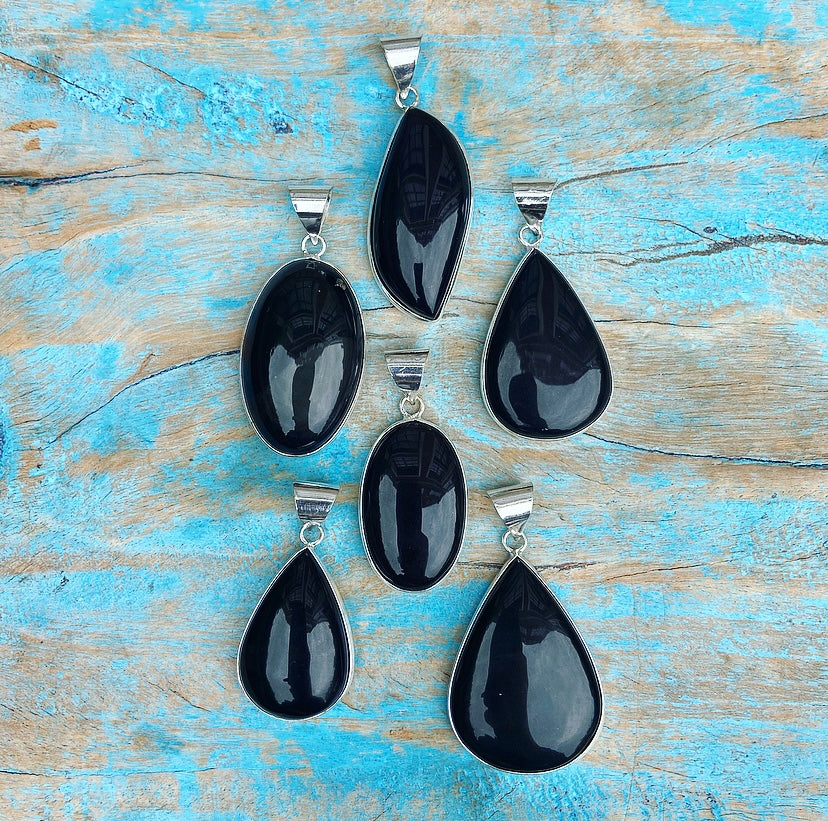 Obsidiaan hanger "Magische Spiegel"