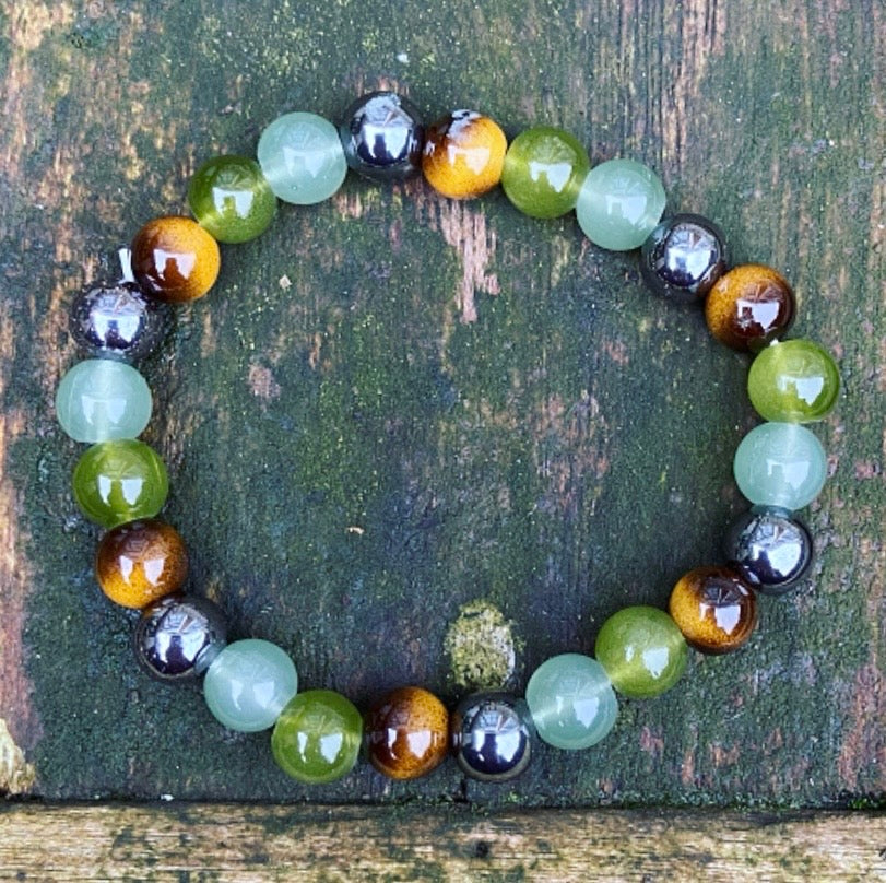 Armband Hematiet, Tijgeroog, Aventurijn en Jade "Ruimte maken voor iets nieuws"
