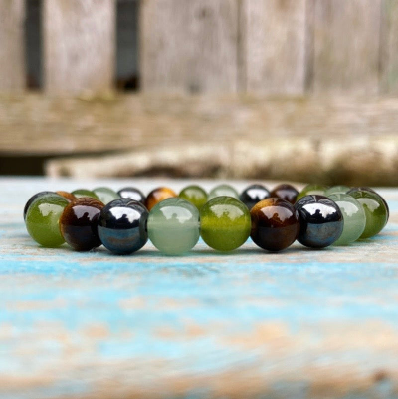Armband Hematiet, Tijgeroog, Aventurijn en Jade "Ruimte maken voor iets nieuws"