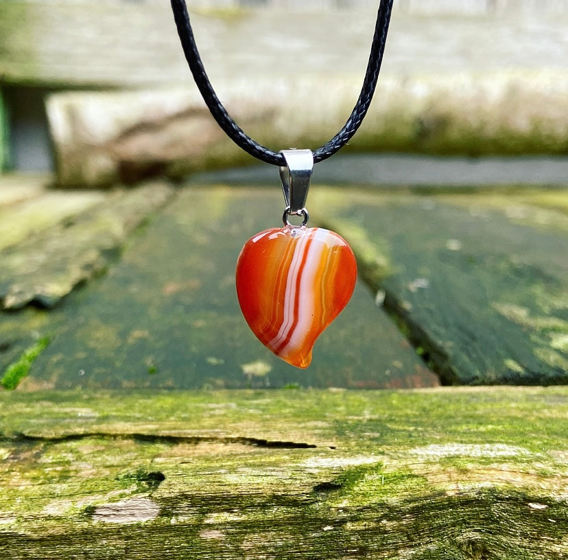 Carnelian heart pendant "I May Be There"
