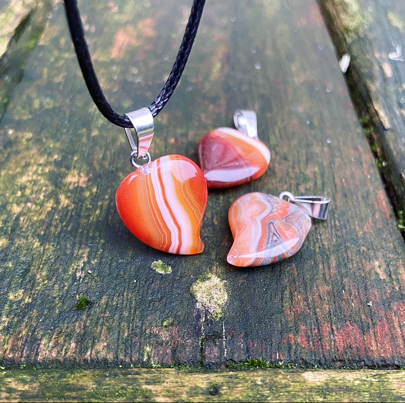Carnelian heart pendant "I May Be There"