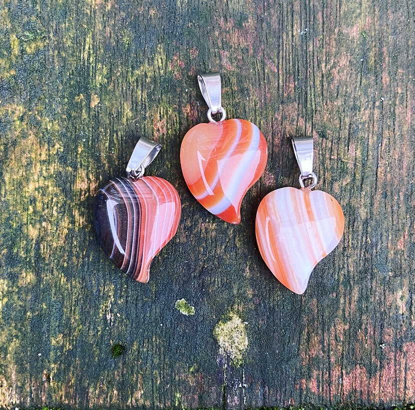 Carnelian heart pendant "I May Be There"