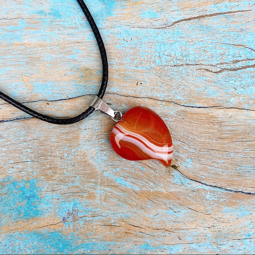 Carnelian heart pendant "I May Be There"