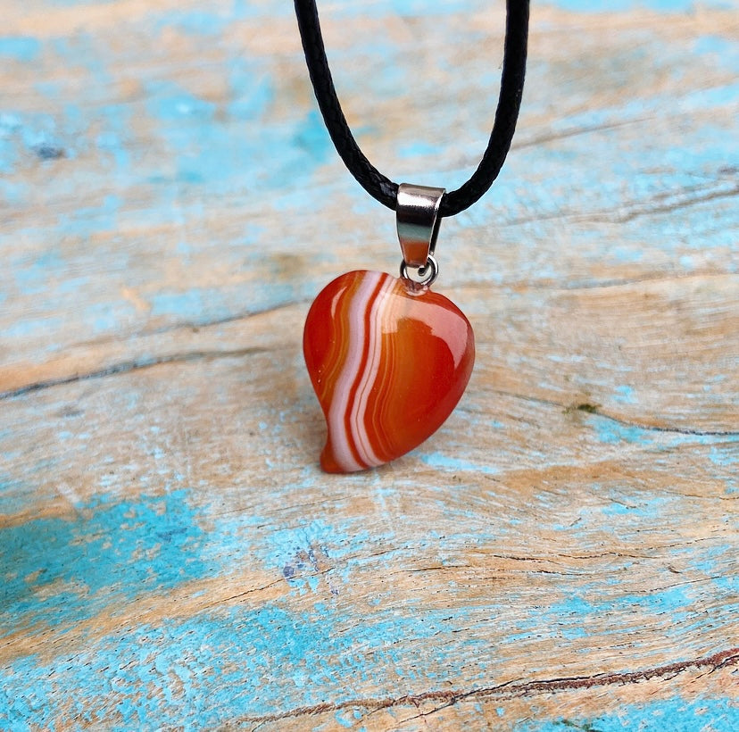 Carnelian heart pendant "I May Be There"