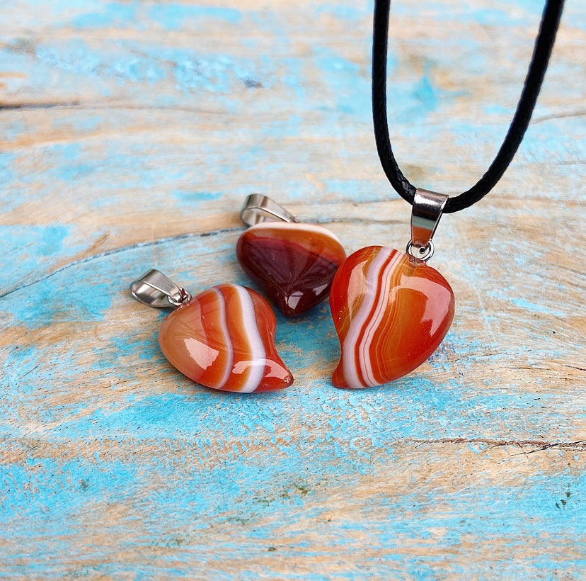 Carnelian heart pendant "I May Be There"