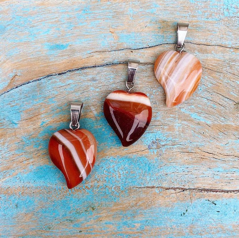 Carnelian heart pendant "I May Be There"