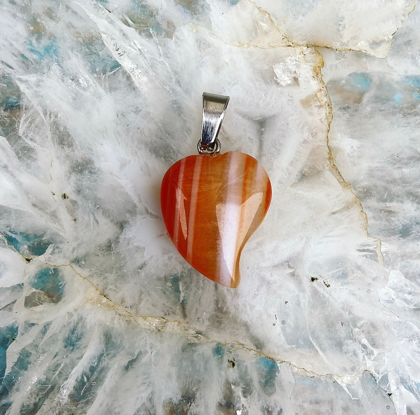Carnelian heart pendant "I May Be There"