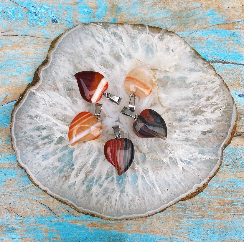 Carnelian heart pendant "I May Be There"